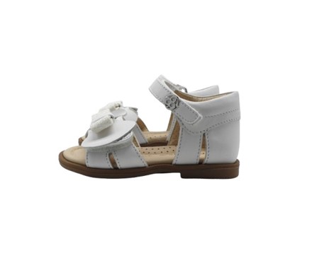 Sandalo primo passo in pelle con fiocco e doppio velcro