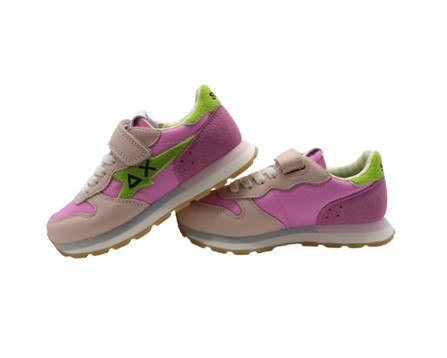 Sneaker ginnica in pelle con riporti a contrasto con velcro