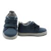 Sneaker primo passo in tela e pelle con doppio velcro