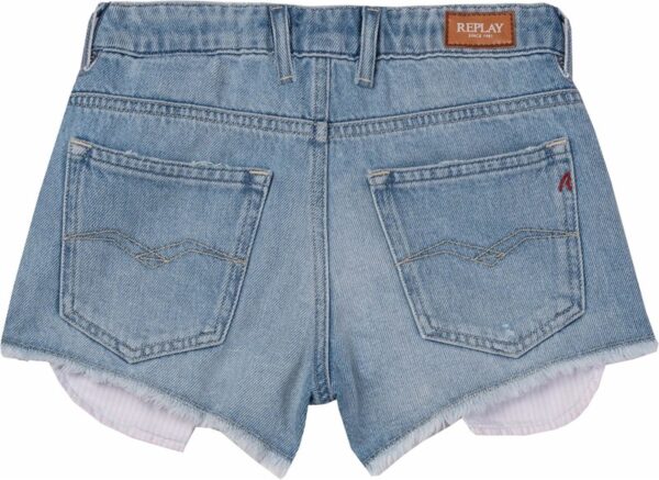Short in denim con taschine a righe