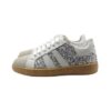 Sneaker in camoscio e glitter con lacci e zip
