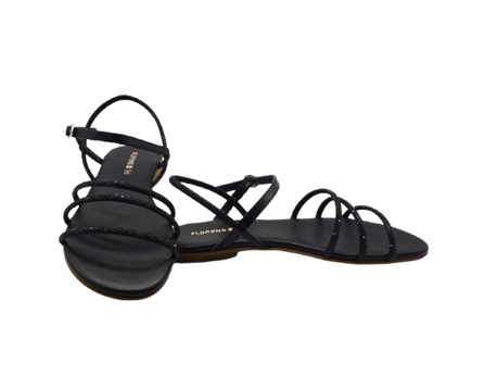 Sandalo con strass tubolare e fibbia