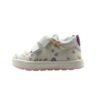 Sneaker in tela fantasia fiori e pelle con doppio velcro