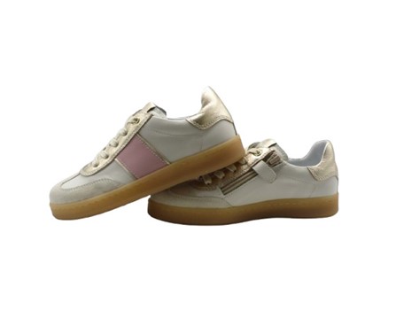 Sneaker in pelle e camoscio con lacci e zip