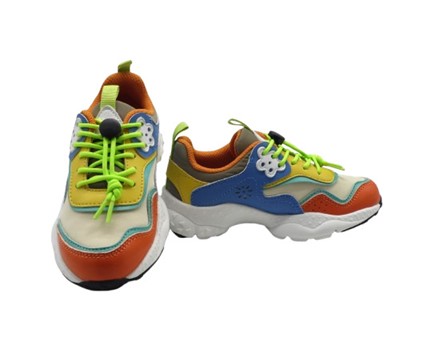 Sneaker in ecopelle e tessuto tecnico con lacci a coulisse