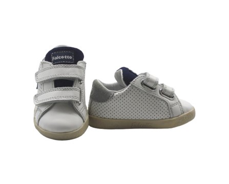 Sneaker primo passo in pelle con doppio velcro