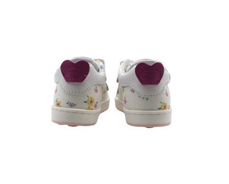 Sneaker in tela fantasia fiori e pelle con doppio velcro
