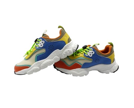 Sneaker in ecopelle e tessuto tecnico con lacci a coulisse