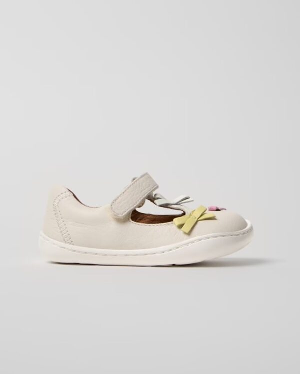 Scarpa due occhi in pelle con fiocchetti e velcro