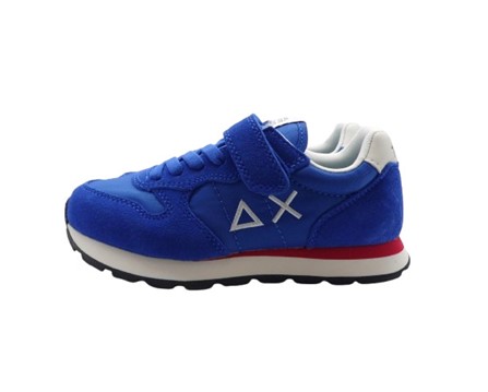 Sneaker ginnica in pelle con riporti a contrasto con velcro