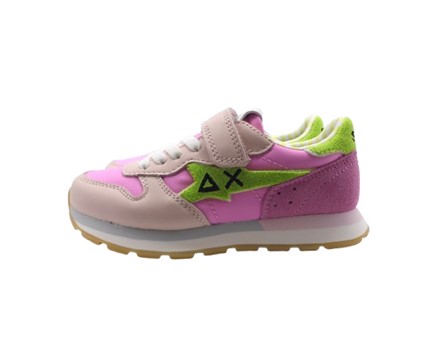 Sneaker ginnica in pelle con riporti a contrasto con velcro