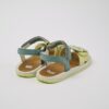 Sandalo in pelle con doppio velcro e fiore