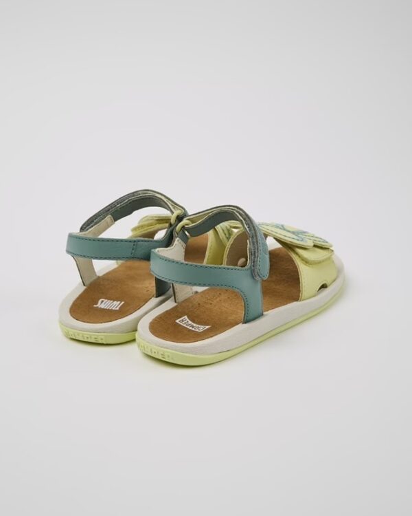 Sandalo in pelle con doppio velcro e fiore