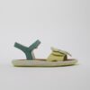 Sandalo in pelle con doppio velcro e fiore