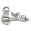 Sandalo in pelle con fascia micro glitter e velcro