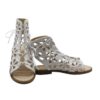 Sandalo in pelle con fiori cut-out e lacci