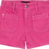 Short in denim con taschine a toppa