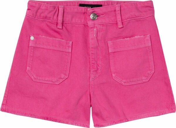 Short in denim con taschine a toppa
