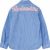 Camicia in cotone a righe con stampa logo sul retro