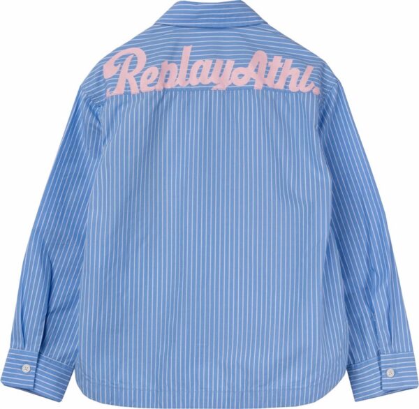 Camicia in cotone a righe con stampa logo sul retro