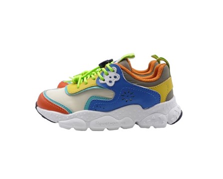 Sneaker in ecopelle e tessuto tecnico con lacci a coulisse