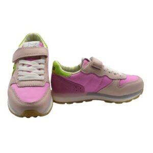 Sneaker ginnica in pelle con riporti a contrasto con velcro