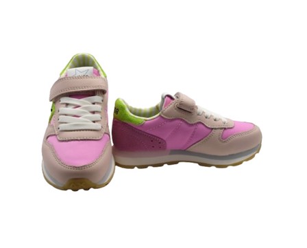 Sneaker ginnica in pelle con riporti a contrasto con velcro