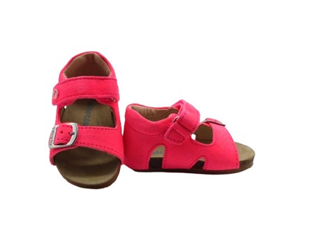Sandalo primo passo in camoscio con velcro e fibbia