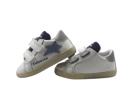 Sneaker primo passo in pelle con doppio velcro