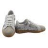 Sneaker in camoscio e glitter con lacci e zip