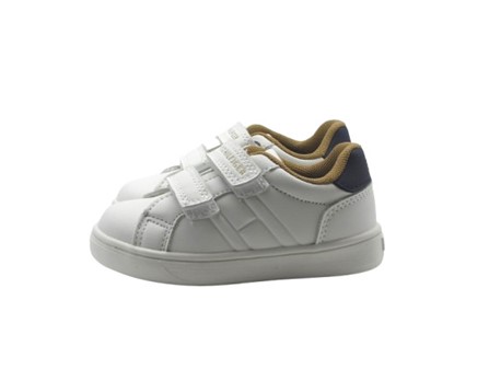 Sneaker in ecopelle con doppio velcro