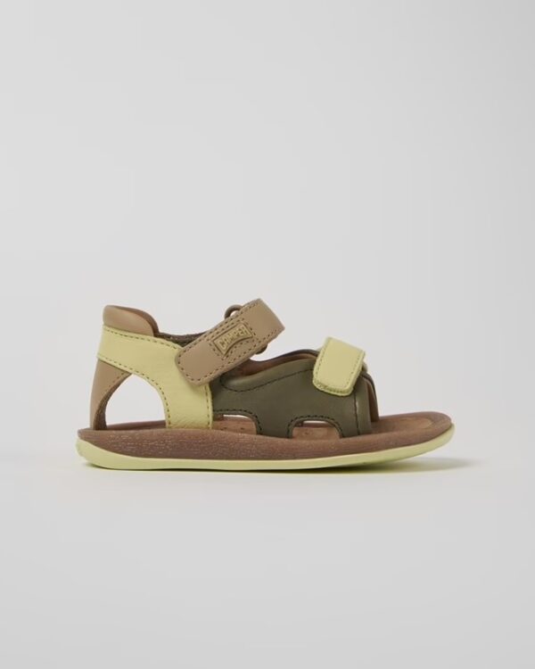 Sandalo in pelle con doppio velcro