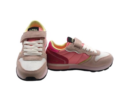 Sneaker ginnica in pelle con riporti a contrasto con velcro