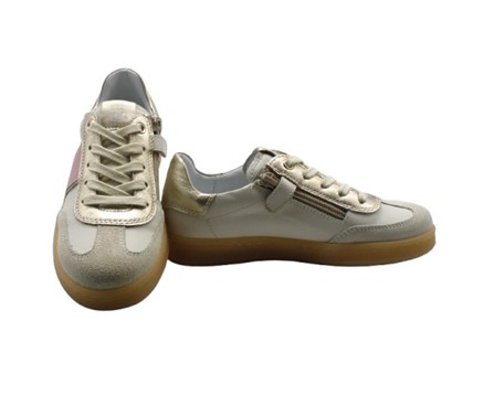 Sneaker in pelle e camoscio con lacci e zip