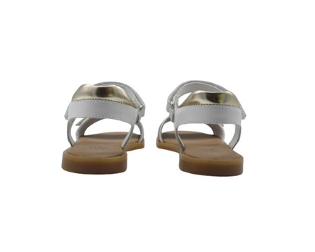 Sandalo in pelle con velcro e fibbia decorativa