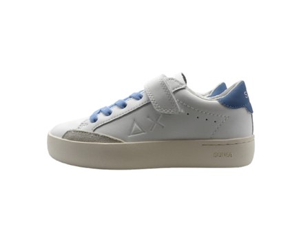 Sneaker ginnica in pelle  con velcro e lacci