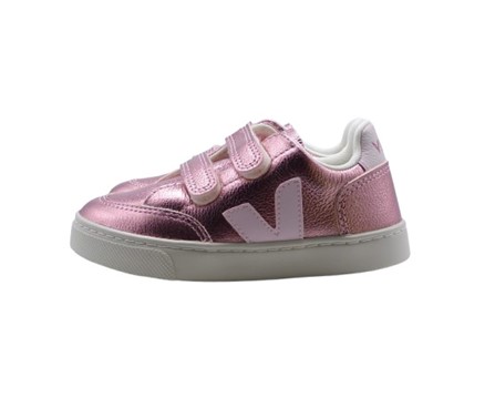 Sneaker in pelle laminata con doppio velcro
