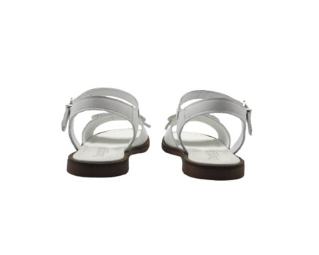 Sandalo in pelle con fiocco strass