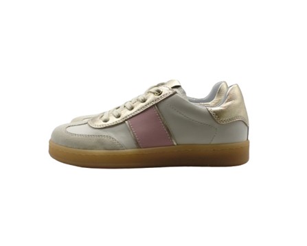 Sneaker in pelle e camoscio con lacci e zip