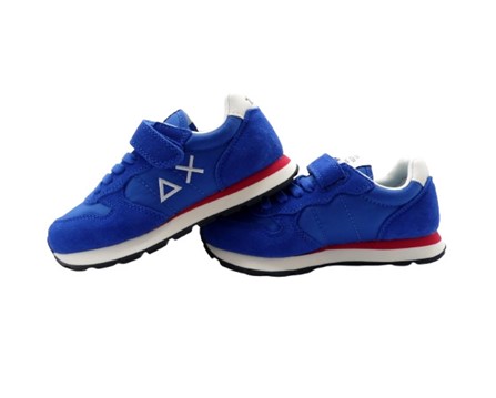 Sneaker ginnica in pelle con riporti a contrasto con velcro