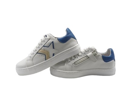 Sneaker in pelle con lacci e zip