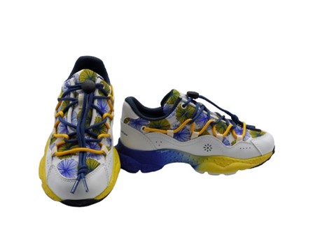Sneaker in ecopelle e tessuto tecnico con lacci a coulisse
