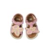 Sandalo in pelle con fiori e velcro