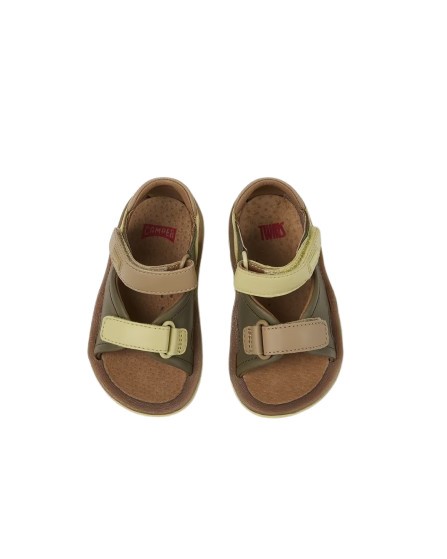 Sandalo in pelle con doppio velcro