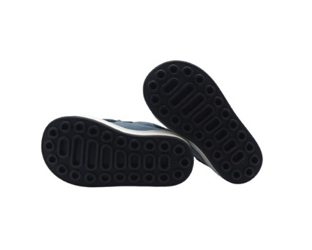 Sneaker primo passo in tela e pelle con doppio velcro