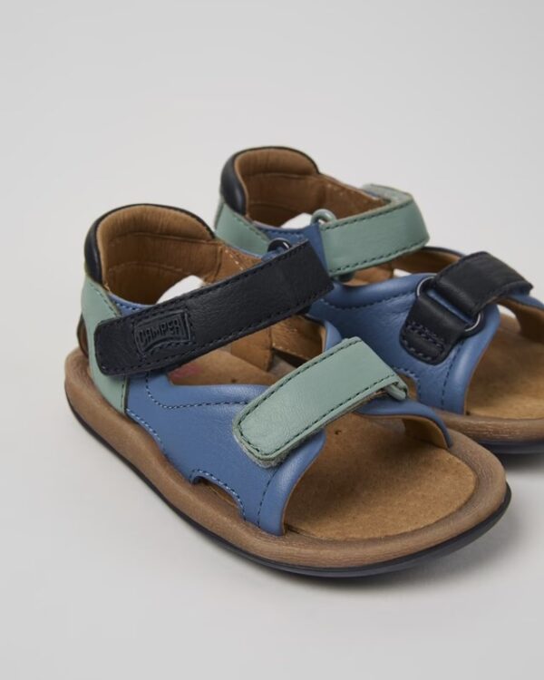 Sandalo in pelle con doppio velcro