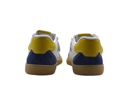 Sneaker primo passo in pelle e camoscio con zip e lacci