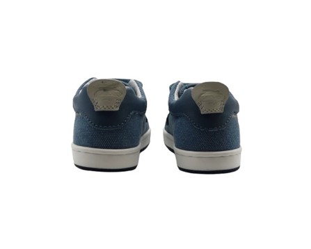 Sneaker primo passo in tela e pelle con doppio velcro