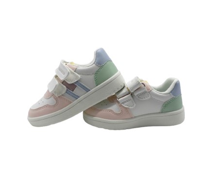 Sneaker in ecopelle con doppio velcro