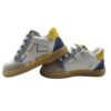 Sneaker primo passo in pelle e camoscio con zip e lacci